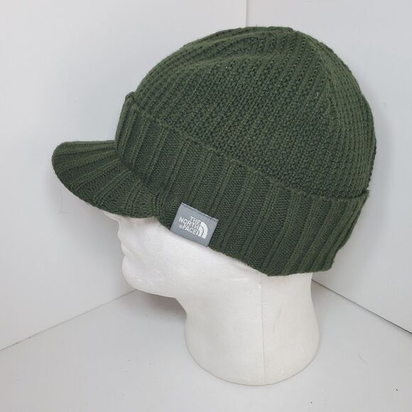 The North Face Visor Beanie One Size Green Knit Buster Bill Cap Hat Canada Gorp - Picture 3 of 8